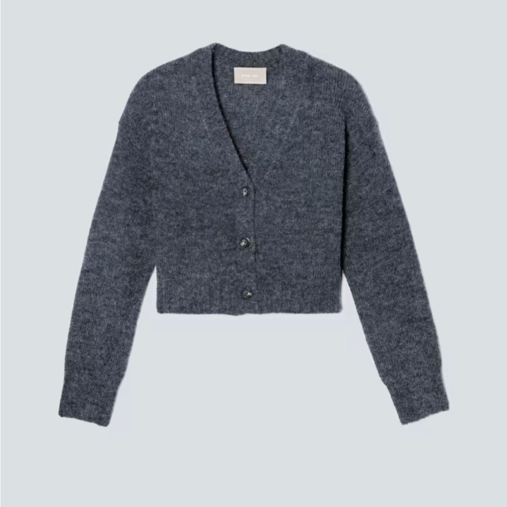 Everlane Alpaca V-Neck Cropped Cardigan - Charcoal, size large